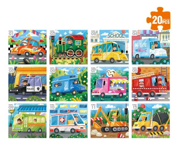 Display Con 12 Puzzles De Vehículos Con Papel Especial - Imagen 2