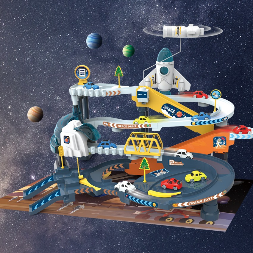 Juguete Pista Eléctrica Espacial 6 Autos Sonido Y Parking - Imagen 3