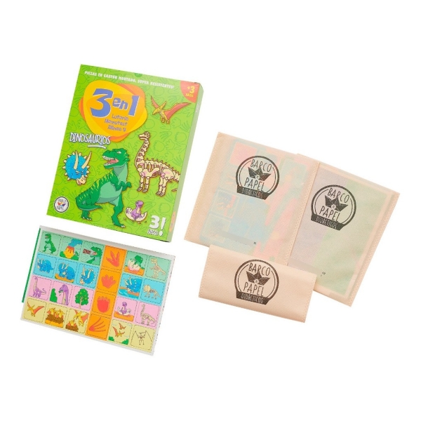 Juego De Mesa 3en1 Dinosaurio Lotería Memoria Y 4 En Línea - Imagen 2