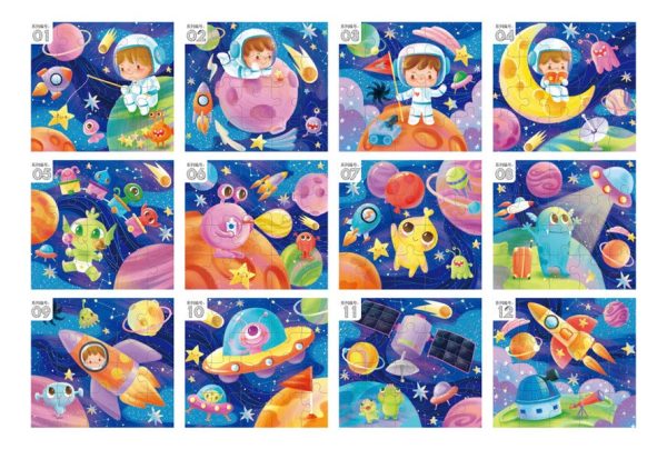 Display Con 12 Puzzles Del Espacio 20 Piezas C/u Toy Store - Imagen 2