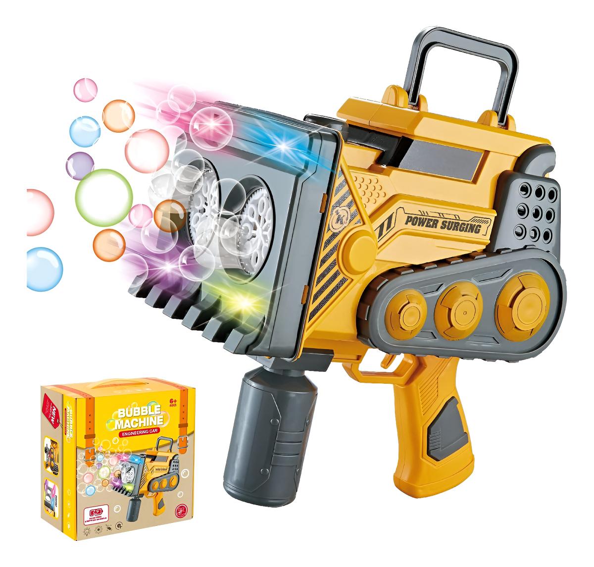 Burbujero Bazooka Con Luces, 16 Agujeros Y Batería Burbujas