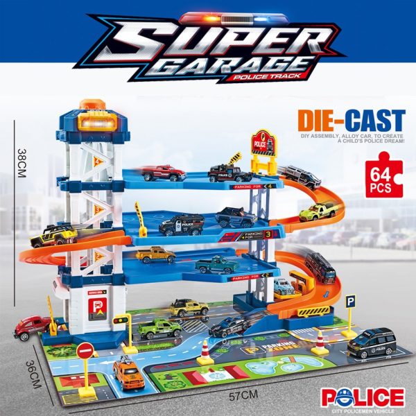 Super Garage De Policia 4 Niveles Con Autitos Y Accesorios - Imagen 2