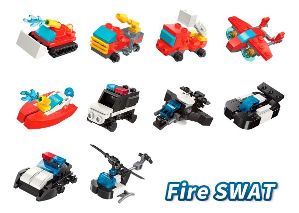 Bloques Construcción Fire Swat Display X10 Cajas Qman - Imagen 3