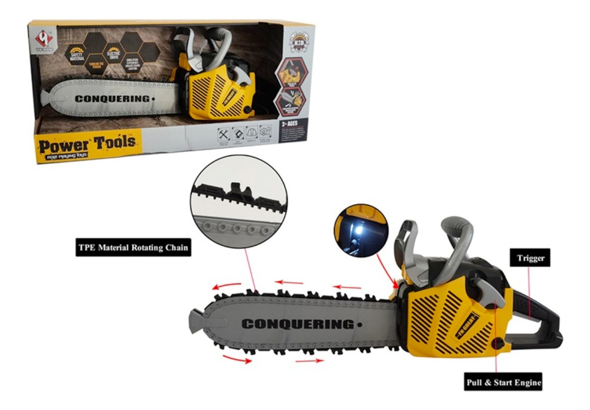 Juguete Herramientas Motosierra Con Movimiento Y Sonido - Imagen 2