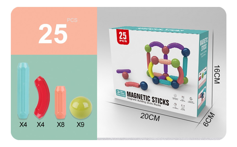 Stick Magnets Bloques Magnéticos De Construcción X25pcs - Imagen 2