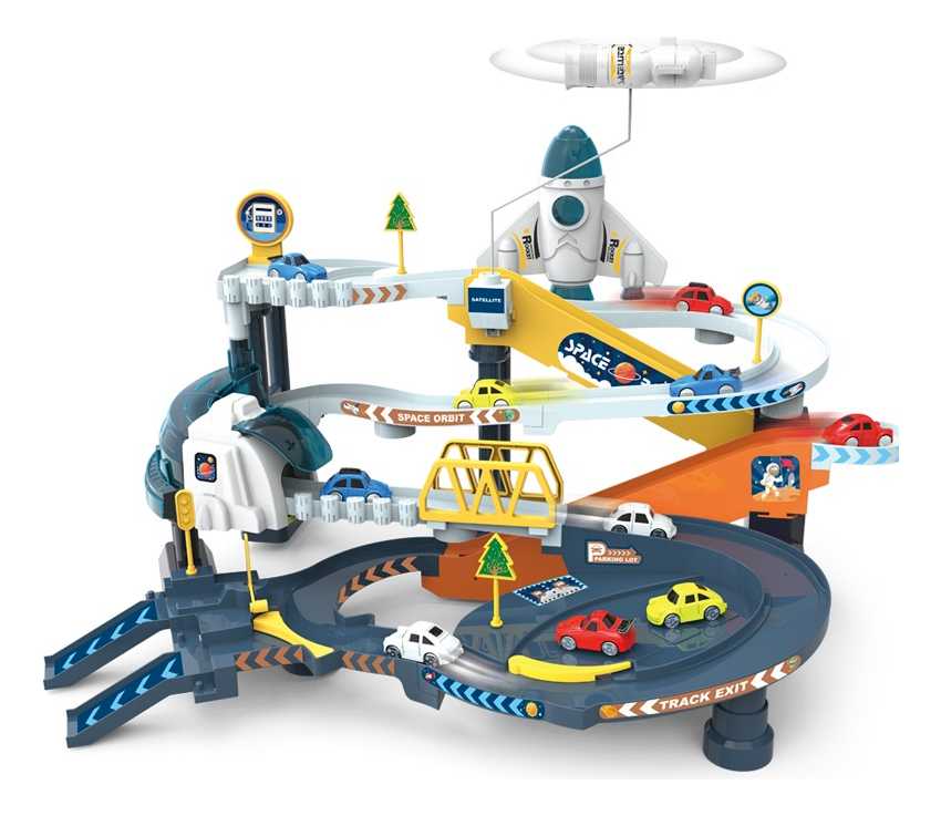 Juguete Pista Eléctrica Espacial 6 Autos Sonido Y Parking