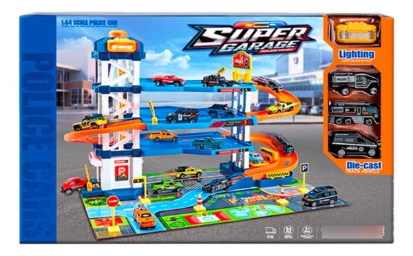Super Garage De Policia 4 Niveles Con Autitos Y Accesorios - Imagen 3