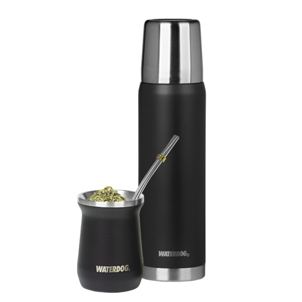 Set Termo Waterdog Acero Inoxidable Obus 1 Litro + Mate