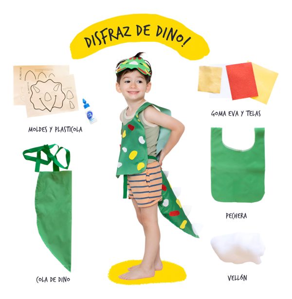 Kit De Arte Mi Disfraz De Dinosaurio Para Crear Ecolecua - Imagen 2