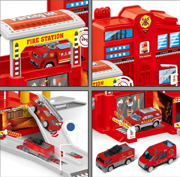 Juguete Super Cuartel De Bomberos Con Vehículos Parking - Imagen 3