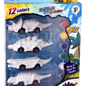 Juguete Set Autitos Dino Cars Para Pintar Pincel Dinosaurio