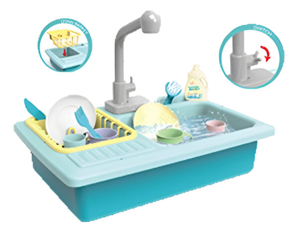 Juguete Pileta Cocina Lavador Canilla Con Accesorios