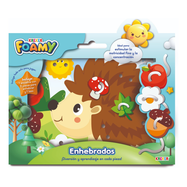 Juego Encastre Y Enhebrados Kreker Foamy Motricidad Fina