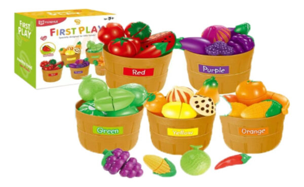 Juguete Canastos Con Frutas Y Verduras Colorido Y Educativo