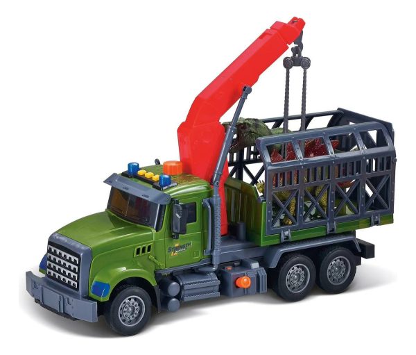 Juguete Camión Transporte De Dinosaurios Grúa Luz Y Sonido