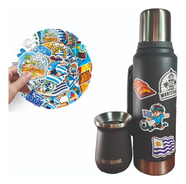 Set Termo Waterdog Acero Inoxidable Ombú 1 Litro + Mate 240ml