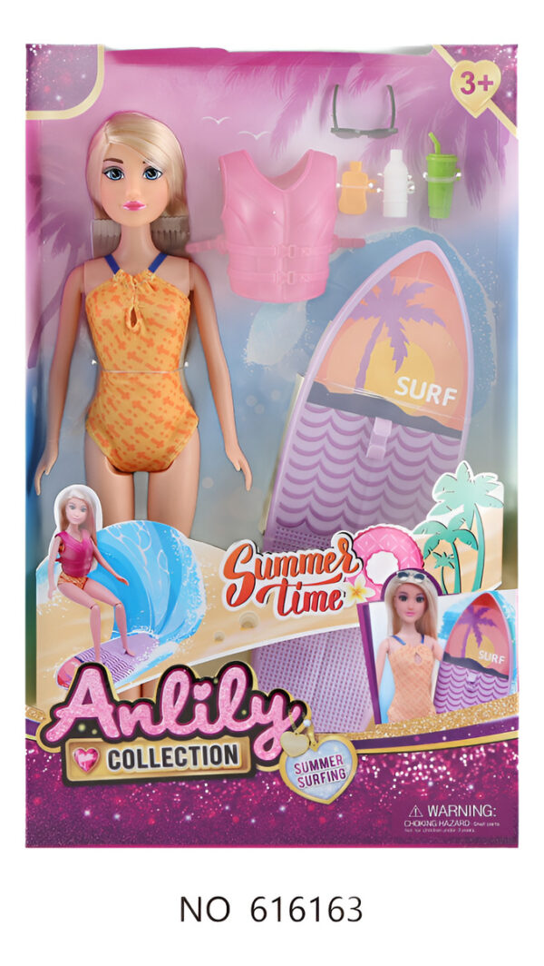 Juguete Muñeca Anlily Con Tabla De Surf Y Accesorios