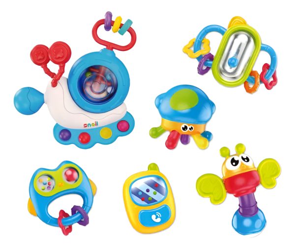 Juguete Caracol Sensorial Con 5 Sonajeros Para Bebés