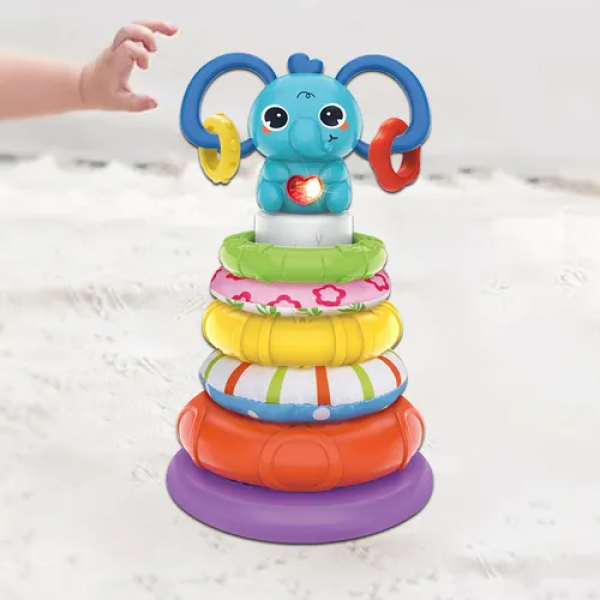 Juguete Torre De Elefante Apilable Con Música Bebé Didáctico - Imagen 4