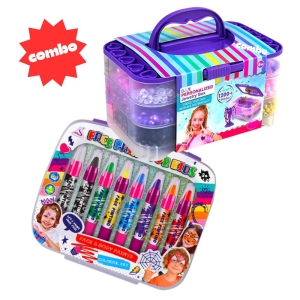 Combo De Set De Crayolas Pintura Para Cara Y Set De Cuentas