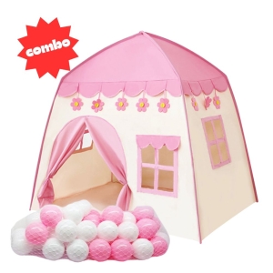 Carpa Para Niños Castillo Rosa Con Luces Y Pelotas