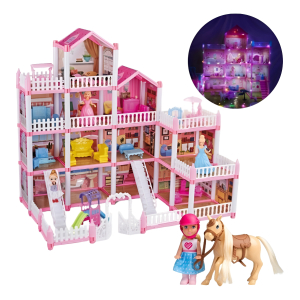 Casita De Muñecas Grande Con Muñecas, Caballo Y Accesorios